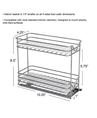 Glidez Steel Pull-Out Storage Organizer with Plastic Liners, 2 -Tier Design, Brushed Silver