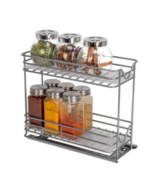 Glidez Steel Pull-Out Storage Organizer with Plastic Liners, 2 -Tier Design, Brushed Silver