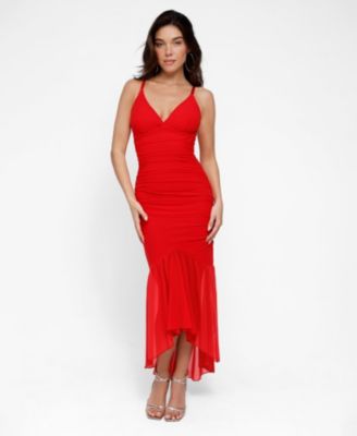 Women's Shapewear Cooling Ruched Mesh Bodycon Maxi Dress