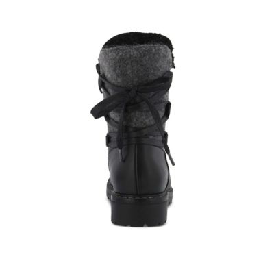 Women s DAWNA Sculpted Heel Booties with Faux Wool Shaft and Back Lace Detail