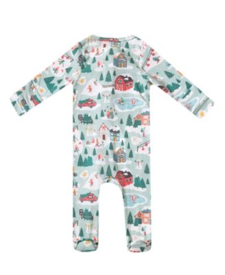 Baby Boys' or Girls' Snowy Slopes Printed Zip-Up Footed Pajamas