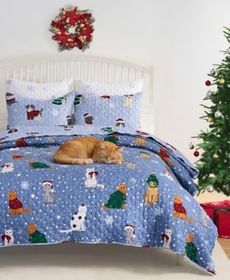 Greenland Home Fashions Winter Whiskers Holiday 3-Pc. Quilt Set, King