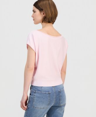 Juniors' Boat-Neck Cap-Sleeve Sweater