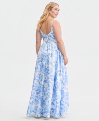 Trendy Plus Size Satin Keyhole-Cutout Gown