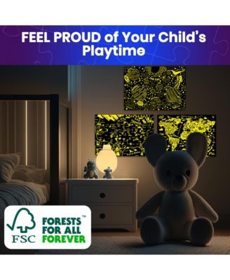 100 Puzzles for Kids Ages 4-8 – Glow-in-The-Dark USA Map World Map and Solar System – Geography Learning Toys - 3 SET Educational Puzzles