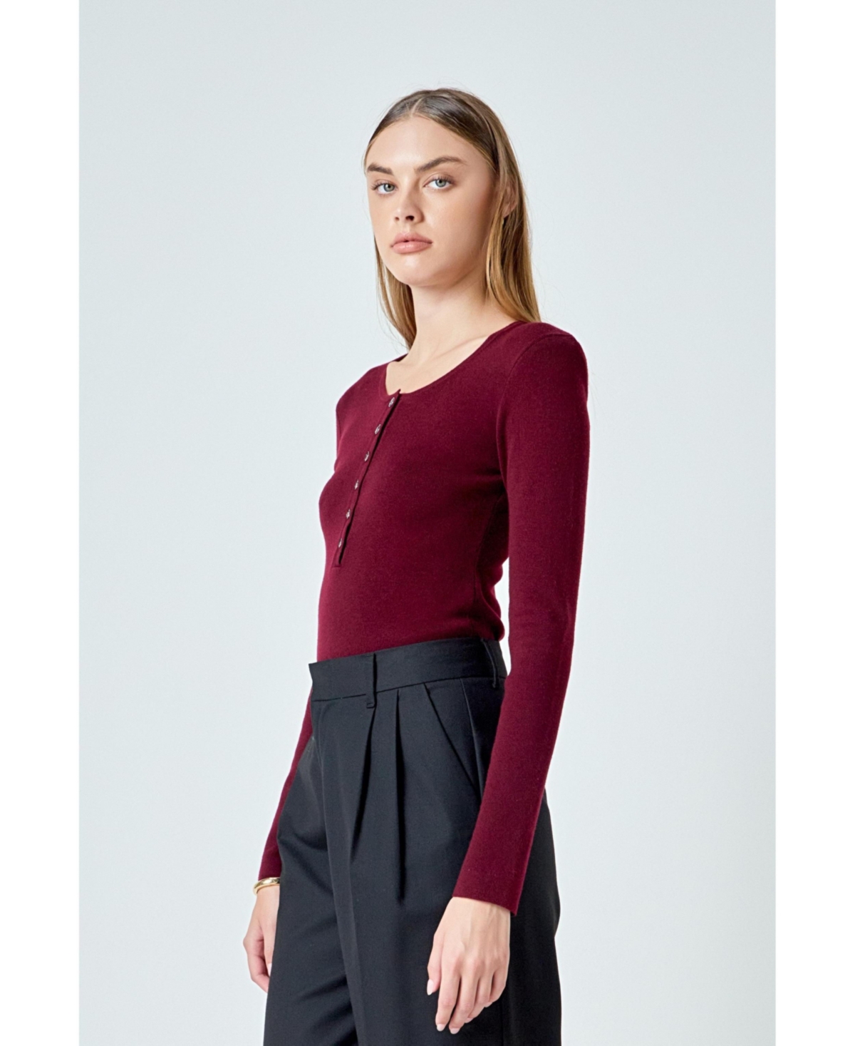 endless rose Women's Shoulder Pad Knit Top