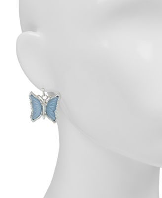 Blue Butterfly Collection Carved Butterfly Drop Earrings