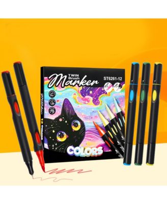 24 Colors Dual-Ended Marker Set, Waterproof Paint Pens Perfect for Glass, Plastic, Paper, Ceramics and Scrapbook Supplies