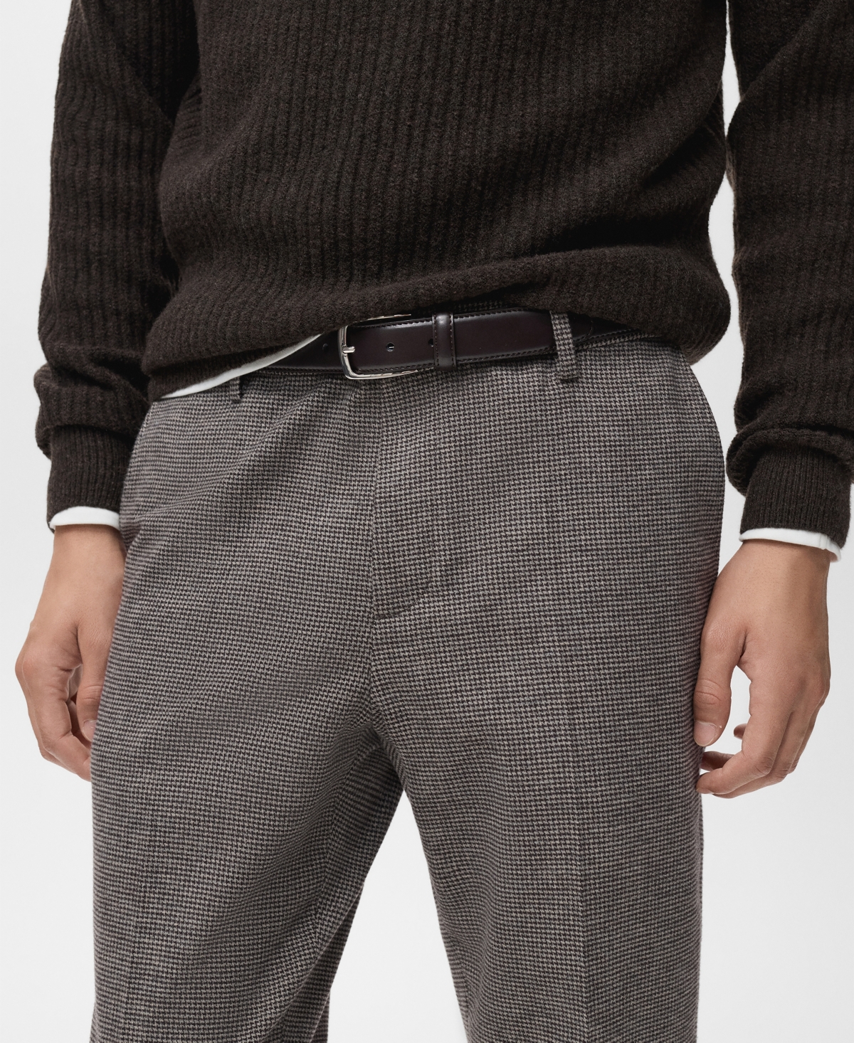 Mango Men's Micro-Houndstooth Flannel Pants