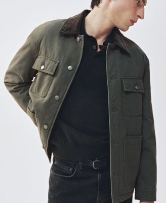 Men's Pockets And Corduroy Collar Jacket