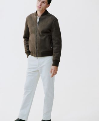Men's Suede-Effect Bomber Jacket