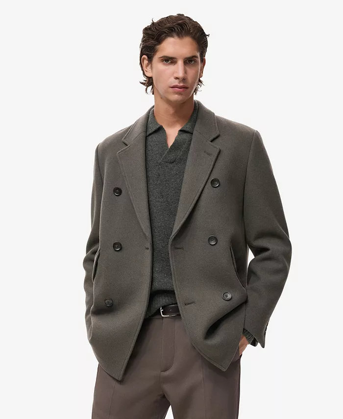 Men's Double-Breasted Wool-Blend Coat