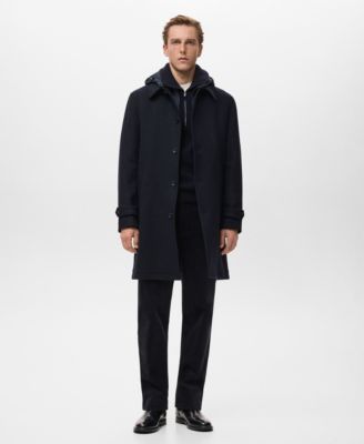 Men's Detachable Hood Wool Coat
