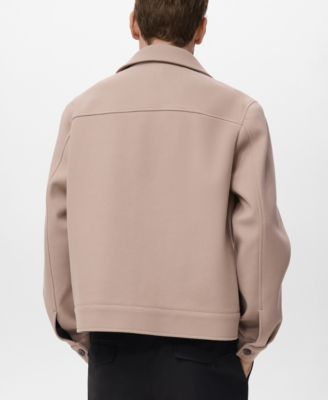 Men's Lapel Pockets Wool Effect Jacket