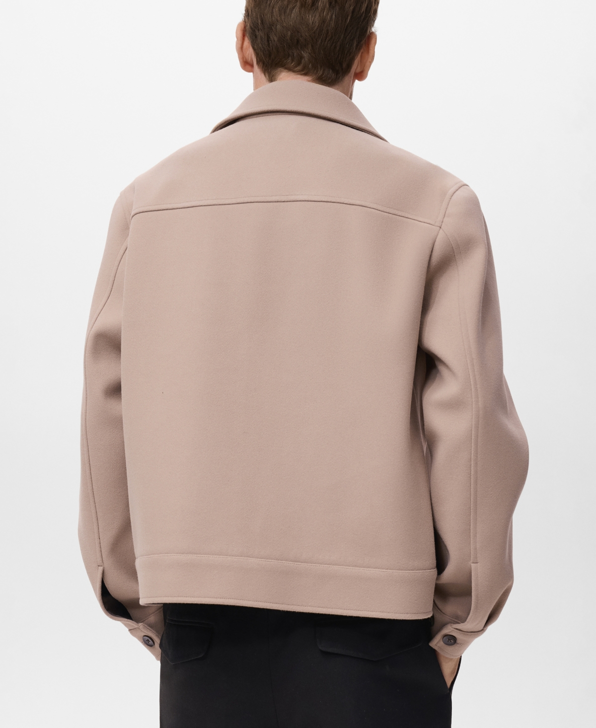 Mango Men's Lapel Pockets Wool Effect Jacket