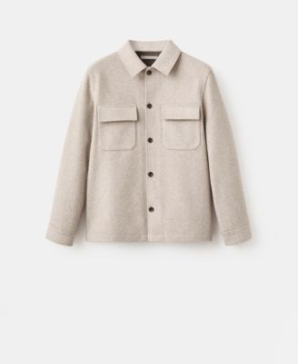 Men's Lapel Pockets Wool Effect Jacket