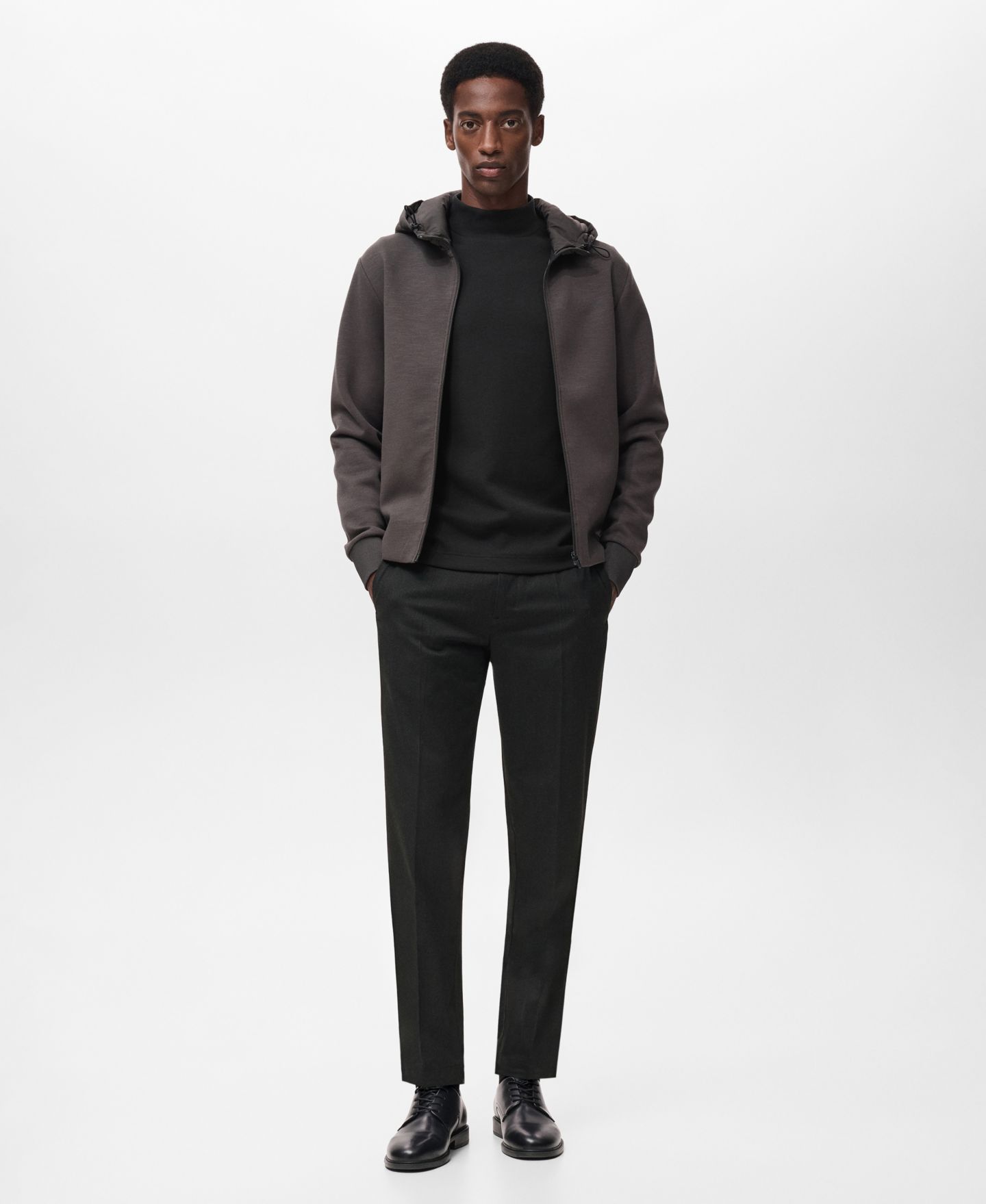 Мужские брюки Mango Slim-Fit Thermolite, цвет: Тёмный меланжевый серый — фото 2