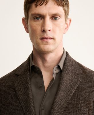 Men's Slim-Fit Micro-Check Wool-Blend Jacket