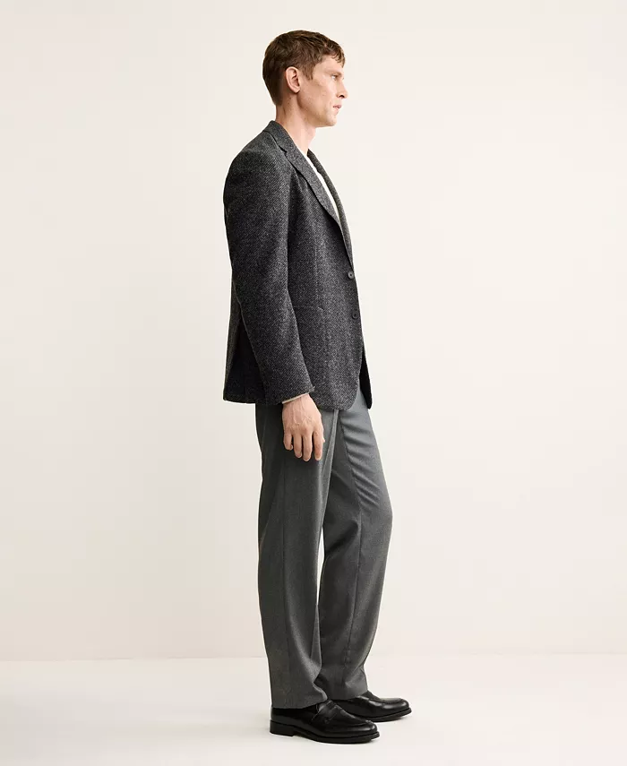 Men's Slim Fit Wool Blend Blazer - thumbnail 4