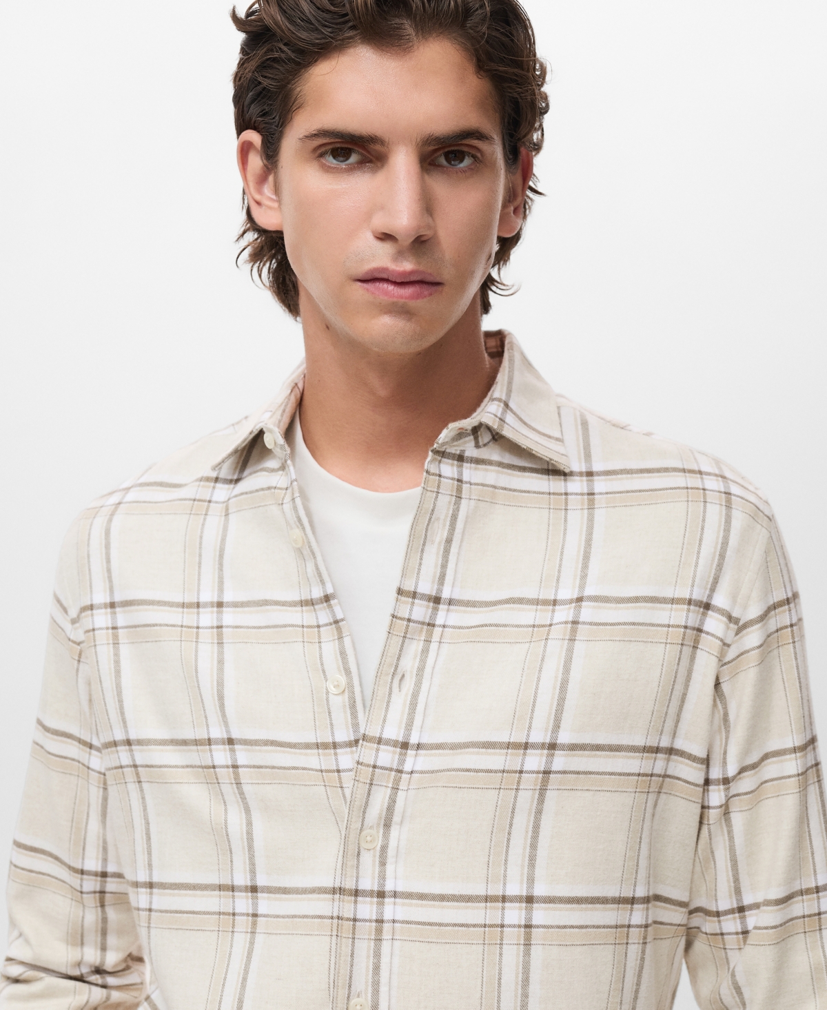 Mango Men's Cotton Flannel Check Overshirt