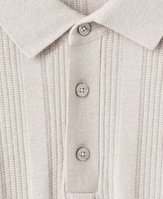 Men's Ribbed Knitted Polo Sweater