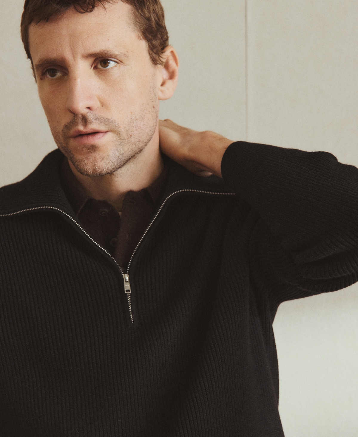 Mango Men's Zip Collar Knitted Sweater