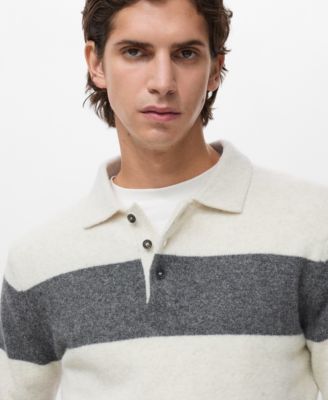 Men's Knitted Wool Blend Polo Sweater