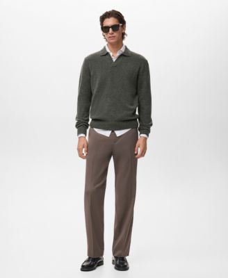 Men's Knitted Wool Blend Polo Sweater