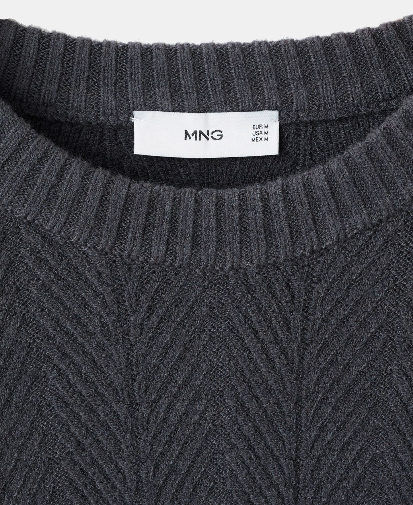 Мужской свитер MANGO Herringbone Structured, цвет: Индиго синий — фото 7