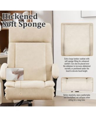 Reclining Office Chair with Adjustable Backrest and Footrest, PU Leather Swivel Desk Chair with Lumbar Support, Adjustable Seats with Wheels