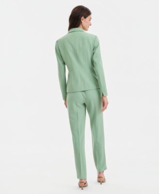 Women's Stretch Crepe One-Button Panel-Seamed Jacket, Floral Sleeveless Tie-Front Blouse & Stretch Crepe High-Rise Slim Pants