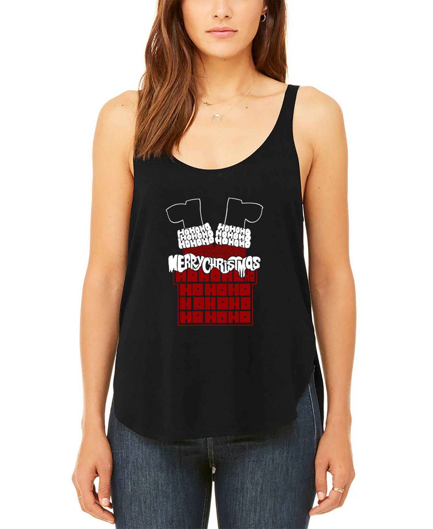 Women's Chimney Santa Premium Word Art Flowy Tank Top