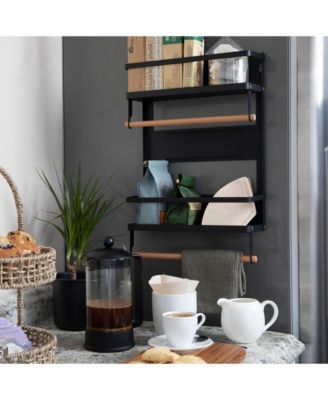 Metal Magnetic Organizer with Paper Towel Holder, White