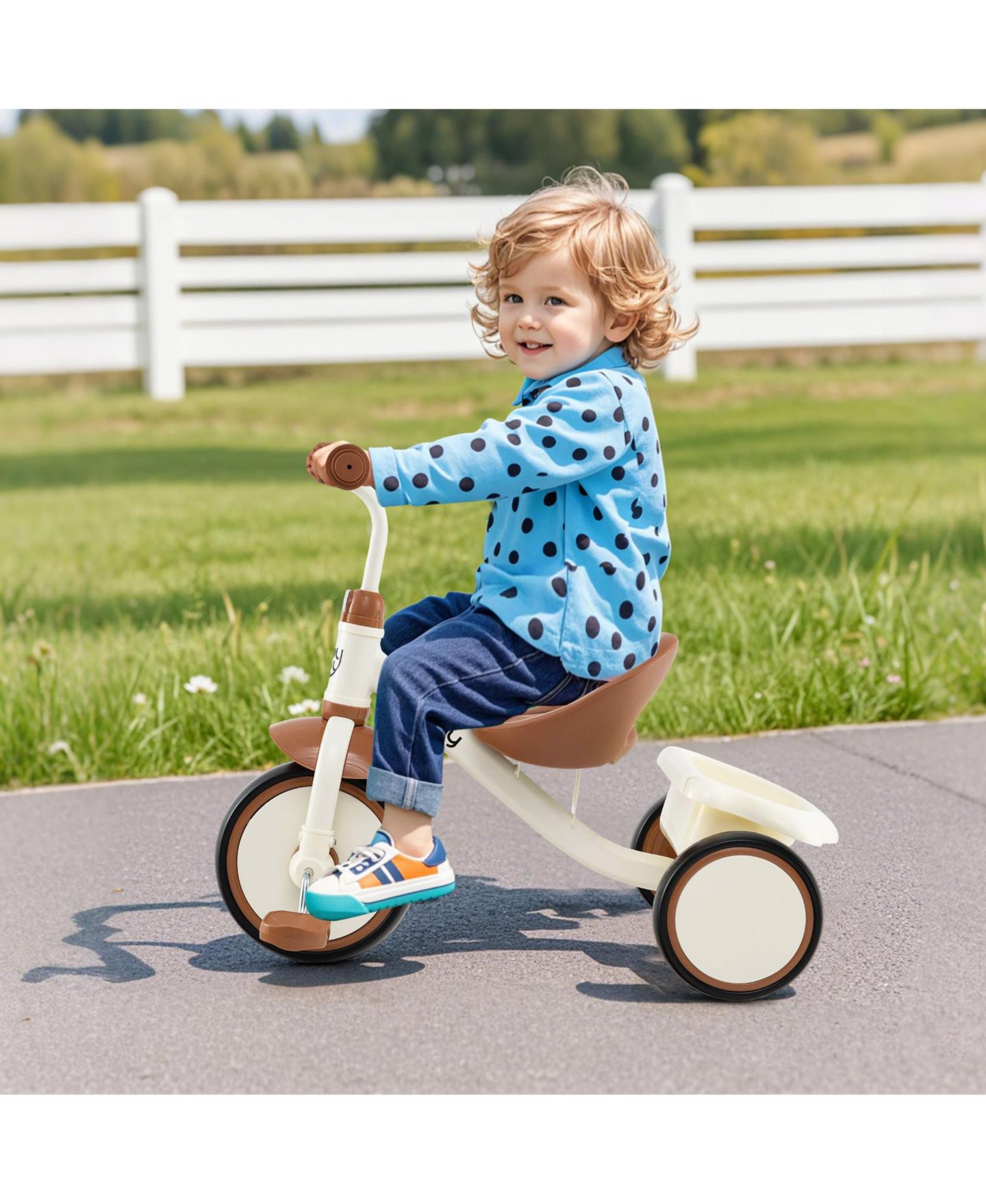 Детская игрушка SUGIFT Toddler Tricycle with Adjustable Seat and Rear Basket, Ages 3-5, цвет: Коричневый — фото 2