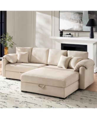 Brandee 2 - Piece Reversible Corduroy Sectional Sofa Chaise with Storage