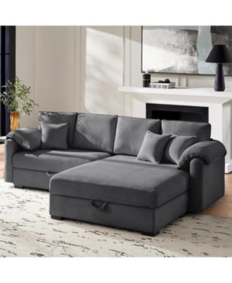 Brandee 2 - Piece Reversible Corduroy Sectional Sofa Chaise with Storage