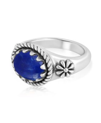 Sterling Silver Lapis East West Ring, Sizes 5 to 11