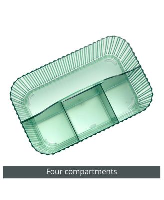 4-Section Fluted Storage Caddy Organizer with Handle - Sand Brown