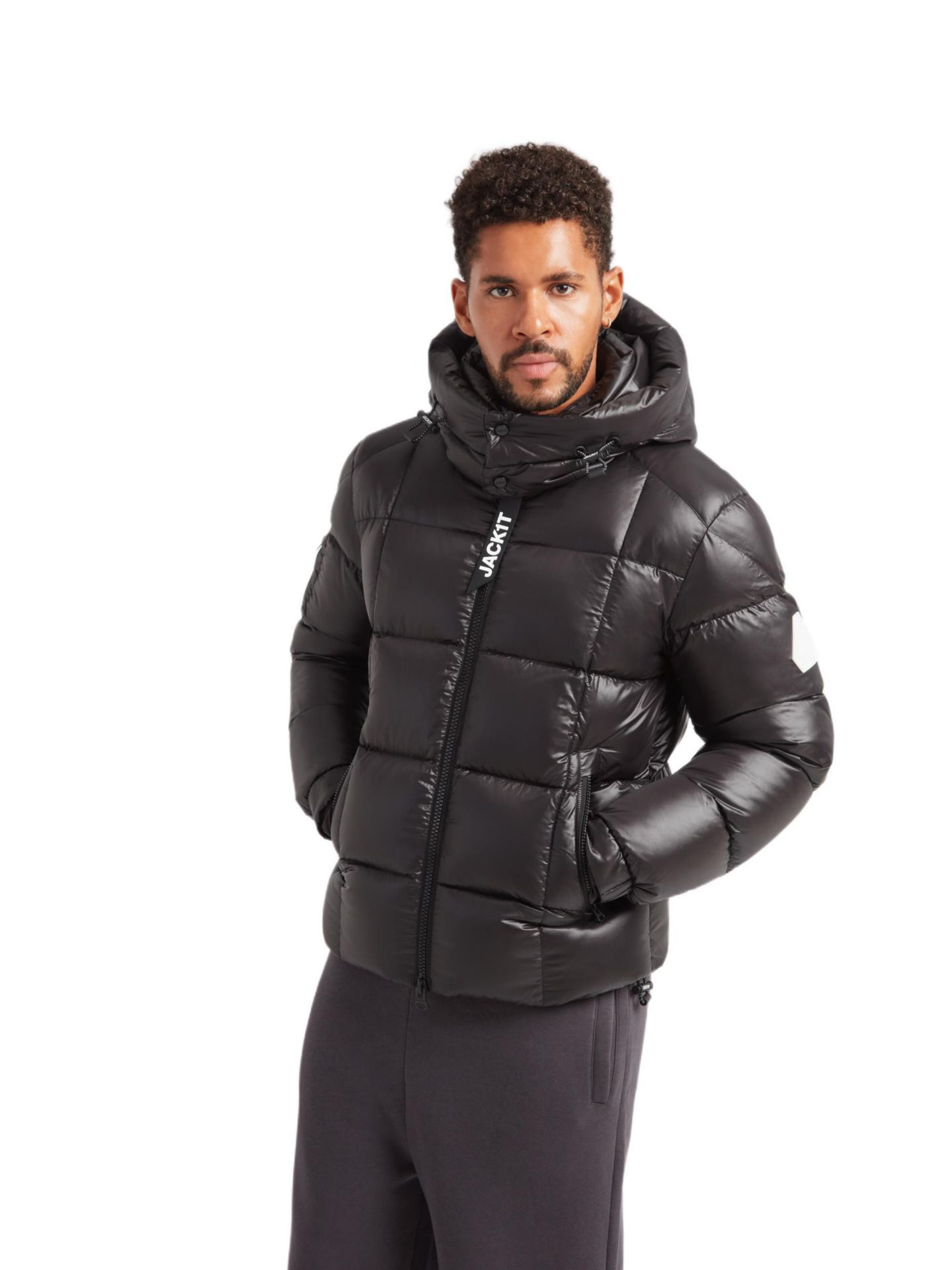 Мужская куртка JACK1T EZ Boxed Hooded Racer Puffer, цвет: Чёрный — фото 1
