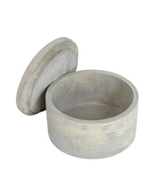 Contemporary Cement Boxes with Lids, Grey, Set of 2