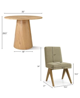 3-Piece Round Dining Table Set for 2, Small Kitchen Table with Rubberwood Legs and Upholstered Chairs for Apartment or Nook