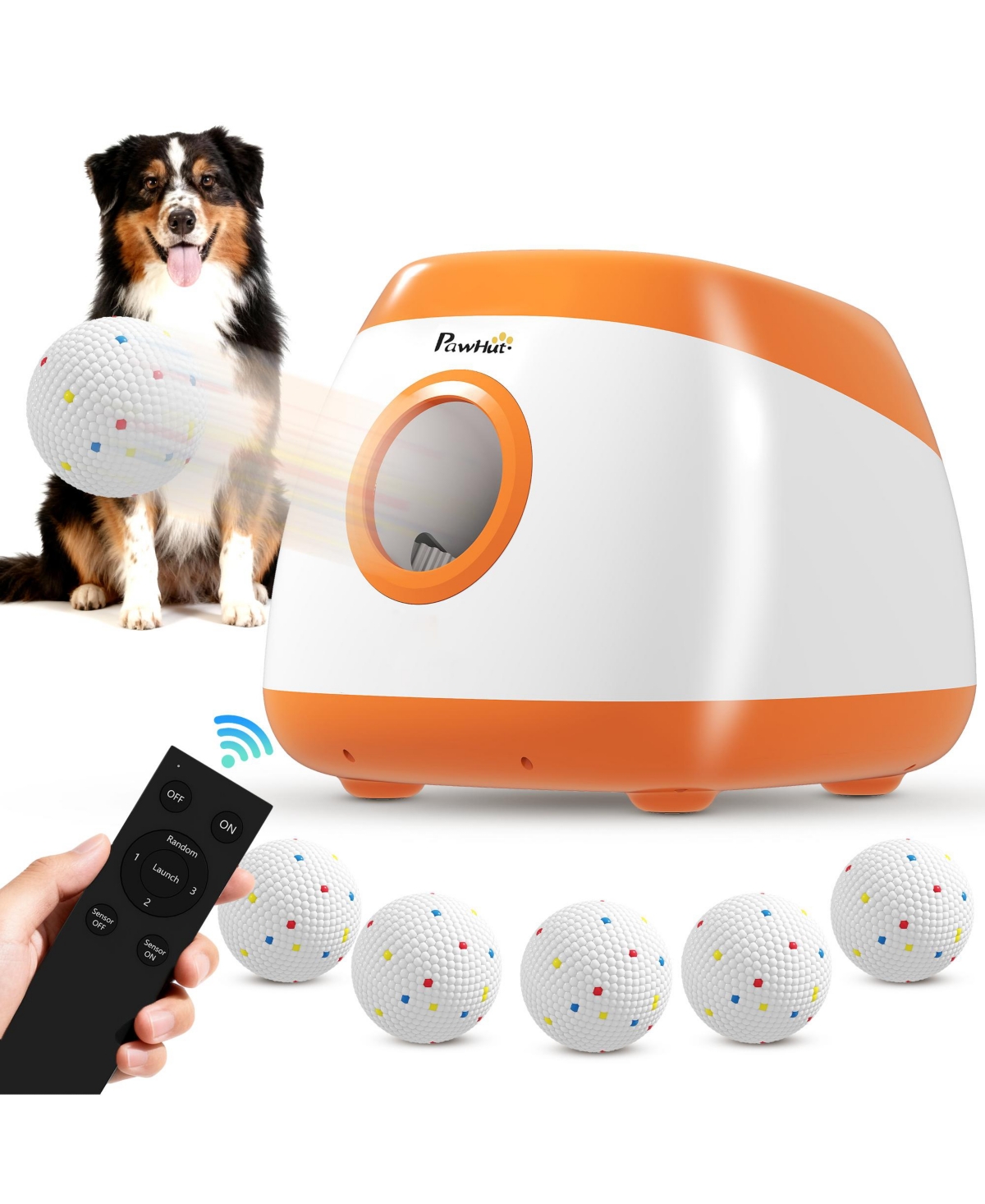 PawHut Automatic Dog Ball Launcher, Dog Ball Thrower, 26-79 Ft Disce