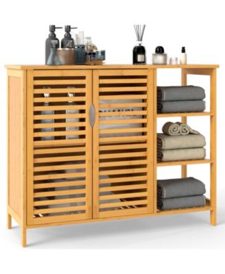 2-Door Bathroom Organizer Cabinet with Storage Shelves