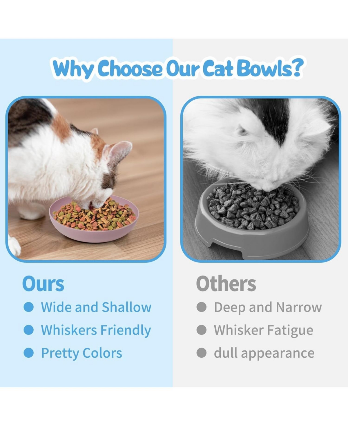 Wopet 8 Pack Cat Dishes Whisker Friendly Shallow Wide Pet Food and Water Bowl Durable Wheat Straw Cat Bowls for Indoor Outdoor Cats