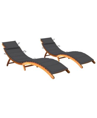 Sun Lounger Anthracite Solid Acacia Wood, Fabric  lounge chairs