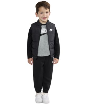 Boys' Toddler 2T-4T Solid Vest, Long-Sleeve T-Shirt and Pants, 3-Piece Set