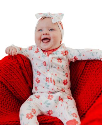 Baby Girls' Noel Printed Zip-Up Footed Pajamas