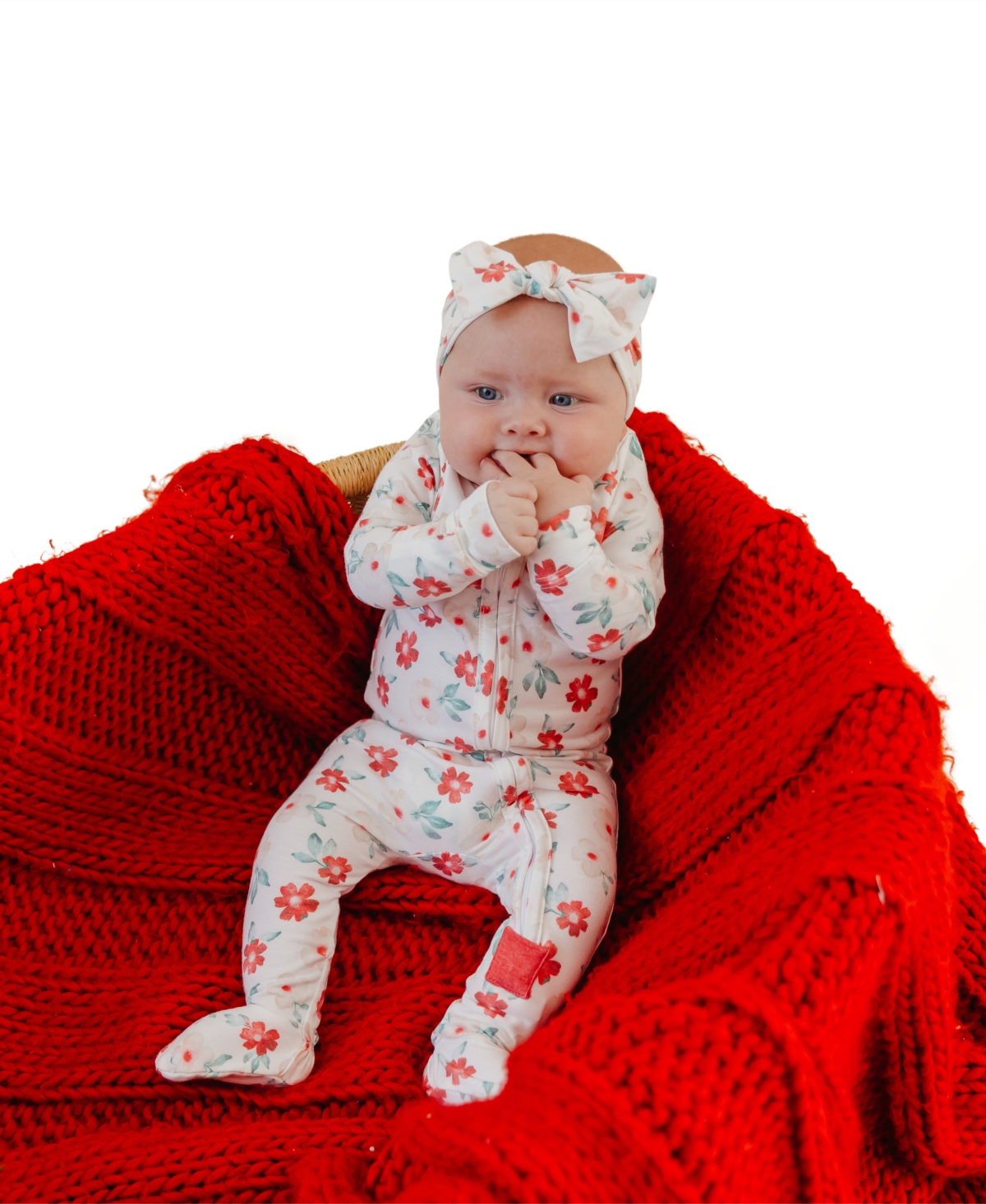 Copper Pearl Baby Girls' Noel Printed Zip-Up Footed Pajamas