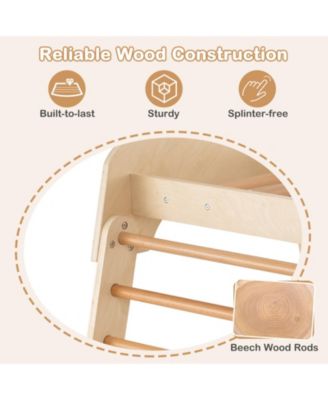 8-in-1 Indoor Wooden Jungle Gym Playground with Swing and Climbing Wall – Natural