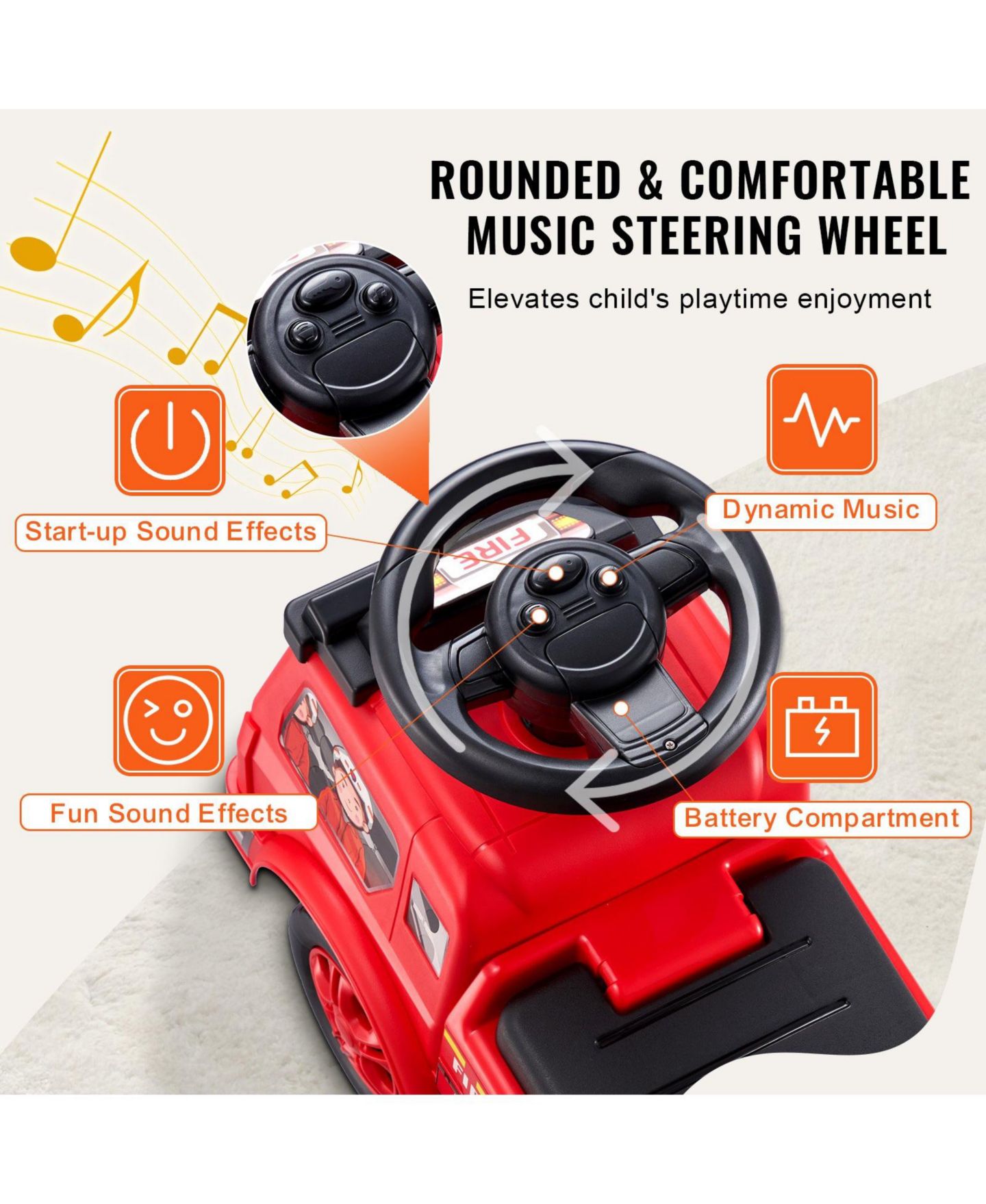 Детская игрушка Mecale Ride-On Push Car with Musical Steering Wheel & Under-Seat Storage, Ages 1-3, цвет: Красный — фото 7